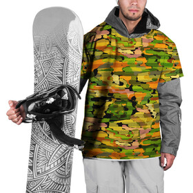 Накидка на куртку 3D с принтом Яркий осенний камуфляж в Новосибирске, 100% полиэстер |  | абстрактный | камуфляж | модный | молодежный | осень | полосатый | яркий осенний камуфляж