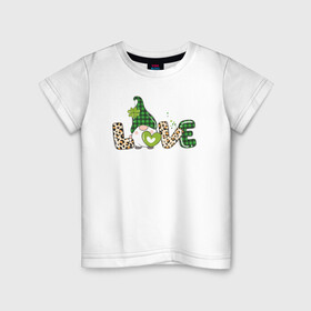 Детская футболка хлопок с принтом Влюбленный гном в Новосибирске, 100% хлопок | круглый вырез горловины, полуприлегающий силуэт, длина до линии бедер | love | гном | клетка | любовь | маленький человечек | надпись | сердце