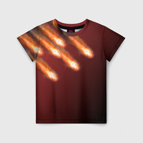 Детская футболка 3D с принтом Падение комет в Новосибирске, 100% гипоаллергенный полиэфир | прямой крой, круглый вырез горловины, длина до линии бедер, чуть спущенное плечо, ткань немного тянется | Тематика изображения на принте: asteroid | comet | астероид | комета