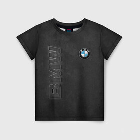 Детская футболка 3D с принтом BMW LOGO AND INSCRIPTION в Новосибирске, 100% гипоаллергенный полиэфир | прямой крой, круглый вырез горловины, длина до линии бедер, чуть спущенное плечо, ткань немного тянется | bmw | авто | автомобиль | бмв | логотип | марка | машина | надпись | текстура