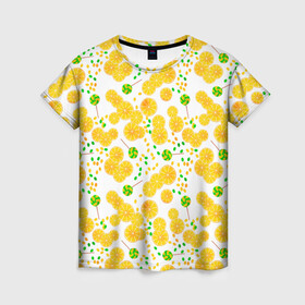 Женская футболка 3D с принтом Лимонная карамель  в Новосибирске, 100% полиэфир ( синтетическое хлопкоподобное полотно) | прямой крой, круглый вырез горловины, длина до линии бедер | детский | карамель | конфеты | лимон | лимонный узор | малышам | сладости | чупа чупс