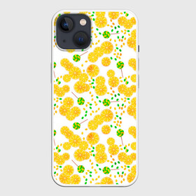 Чехол для iPhone 13 с принтом Лимонная карамель в Новосибирске,  |  | детский | карамель | конфеты | лимон | лимонный узор | малышам | сладости | чупа чупс