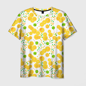 Мужская футболка 3D с принтом Лимонная карамель  в Новосибирске, 100% полиэфир | прямой крой, круглый вырез горловины, длина до линии бедер | детский | карамель | конфеты | лимон | лимонный узор | малышам | сладости | чупа чупс