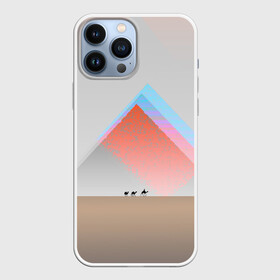 Чехол для iPhone 13 Pro Max с принтом Пустынный мираж в Новосибирске,  |  | Тематика изображения на принте: верблюды | глюк | караван | пирамиды | путник | треугольник | цветовой шум