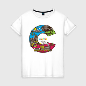 Женская футболка хлопок с принтом Путешествие Colorful в Новосибирске, 100% хлопок | прямой крой, круглый вырез горловины, длина до линии бедер, слегка спущенное плечо | colorful | мир | путешествие | туризм | турист