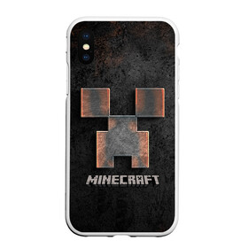 Чехол для iPhone XS Max матовый с принтом MINECRAFT TEXTURE IRON в Новосибирске, Силикон | Область печати: задняя сторона чехла, без боковых панелей | Тематика изображения на принте: creeper | game | minecraft | железо | игра | компьютерная | крипер | криппер | майн | майнкрафт | текстура