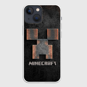 Чехол для iPhone 13 mini с принтом MINECRAFT TEXTURE IRON в Новосибирске,  |  | creeper | game | minecraft | железо | игра | компьютерная | крипер | криппер | майн | майнкрафт | текстура