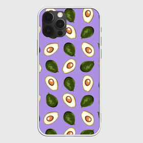 Чехол для iPhone 12 Pro с принтом Авокадо паттерн в Новосибирске, силикон | область печати: задняя сторона чехла, без боковых панелей | avocado | авокадо | авокадо паттерн | авокадо с косточкой | еда | зеленый | косточка | овощ | орнамент | паттерн | полезное питание | узор | фиолетовый