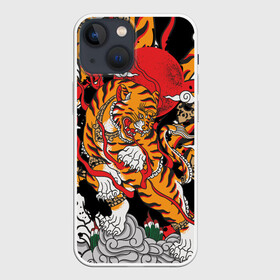 Чехол для iPhone 13 mini с принтом Самурайский тигр в Новосибирске,  |  | воин | год тигра | закат | крупная кошка | полосы | тигр | тигриная лапа | хищник