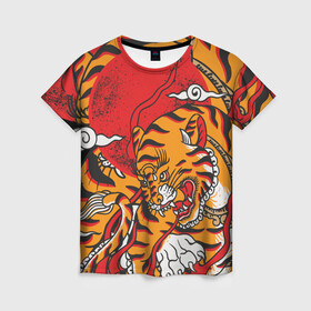Женская футболка 3D с принтом Год тигра в Новосибирске, 100% полиэфир ( синтетическое хлопкоподобное полотно) | прямой крой, круглый вырез горловины, длина до линии бедер | год  тигра | дикий | звери | кошки | полосы | тигр | тигровые мотивы | хищник