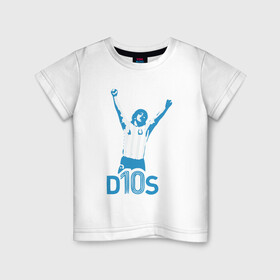 Детская футболка хлопок с принтом Maradona - Dios в Новосибирске, 100% хлопок | круглый вырез горловины, полуприлегающий силуэт, длина до линии бедер | argentina | diego | football | maradona | messi | аргентина | гол | диего | игрок | марадона | месси | мяч | рука бога | спорт | футбол | футболист | чемпион