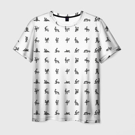 Мужская футболка 3D с принтом Камасутра в Новосибирске, 100% полиэфир | прямой крой, круглый вырез горловины, длина до линии бедер | love | любовь | пара | позы
