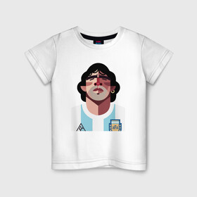 Детская футболка хлопок с принтом Football - Maradona в Новосибирске, 100% хлопок | круглый вырез горловины, полуприлегающий силуэт, длина до линии бедер | argentina | diego | football | maradona | messi | аргентина | гол | диего | игрок | марадона | месси | мяч | рука бога | спорт | футбол | футболист | чемпион