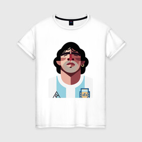 Женская футболка хлопок с принтом Football - Maradona в Новосибирске, 100% хлопок | прямой крой, круглый вырез горловины, длина до линии бедер, слегка спущенное плечо | argentina | diego | football | maradona | messi | аргентина | гол | диего | игрок | марадона | месси | мяч | рука бога | спорт | футбол | футболист | чемпион