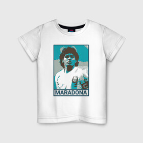 Детская футболка хлопок с принтом Maradona в Новосибирске, 100% хлопок | круглый вырез горловины, полуприлегающий силуэт, длина до линии бедер | argentina | diego | football | maradona | messi | аргентина | гол | диего | игрок | марадона | месси | мяч | рука бога | спорт | футбол | футболист | чемпион