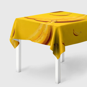 Скатерть 3D с принтом Банановый рай в Новосибирске, 100% полиэстер (ткань не мнется и не растягивается) | Размер: 150*150 см | банановый | бананы | желтый | кожура | фрукты