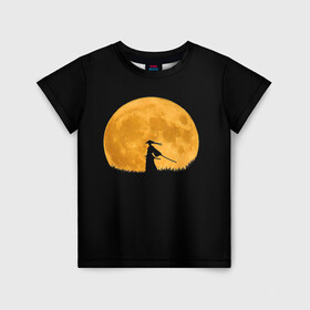 Детская футболка 3D с принтом Путь самурая в Новосибирске, 100% гипоаллергенный полиэфир | прямой крой, круглый вырез горловины, длина до линии бедер, чуть спущенное плечо, ткань немного тянется | Тематика изображения на принте: астрономический | бусидо | луна | мир | самурай