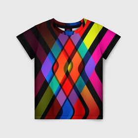Детская футболка 3D с принтом Симметрия красок в Новосибирске, 100% гипоаллергенный полиэфир | прямой крой, круглый вырез горловины, длина до линии бедер, чуть спущенное плечо, ткань немного тянется | арт | красочность | прямоугольник | симметрия | цвета