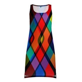 Платье-майка 3D с принтом Симметрия красок в Новосибирске, 100% полиэстер | полуприлегающий силуэт, широкие бретели, круглый вырез горловины, удлиненный подол сзади. | арт | красочность | прямоугольник | симметрия | цвета