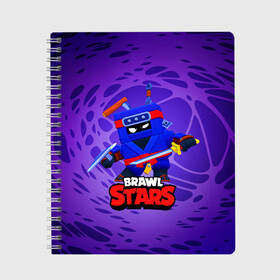 Тетрадь с принтом Ninja Ash Brawl Stars Эш  в Новосибирске, 100% бумага | 48 листов, плотность листов — 60 г/м2, плотность картонной обложки — 250 г/м2. Листы скреплены сбоку удобной пружинной спиралью. Уголки страниц и обложки скругленные. Цвет линий — светло-серый
 | ash | brawl | brawl stars | brawlstars | brawl_stars | аш | бравл | бравлстарс | эш