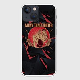 Чехол для iPhone 13 mini с принтом MUAY THAI FIGHTER в Новосибирске,  |  | fighter | muay thai | боец | драки | карате | муай тай | мутай
