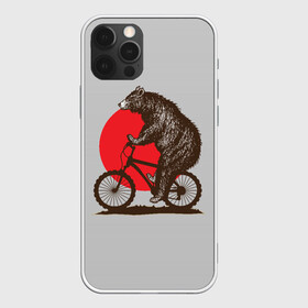 Чехол для iPhone 12 Pro с принтом Медведь на велосиеде в Новосибирске, силикон | область печати: задняя сторона чехла, без боковых панелей | вело | велосипед | медведь | солнце | спорт | япония