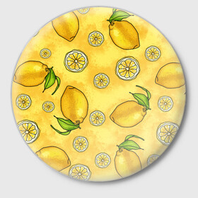 Значок с принтом Лимончик в Новосибирске,  металл | круглая форма, металлическая застежка в виде булавки | Тематика изображения на принте: вечеринка | другу | еда | лимон | подруге | фрукты
