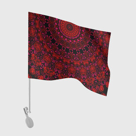 Флаг для автомобиля с принтом Акварельный калейдоскоп в Новосибирске, 100% полиэстер | Размер: 30*21 см | женский | калейдоскоп | красный | модный | цветочный узор | черный | этнический