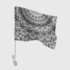 Флаг для автомобиля с принтом Черно белый круглый узор  в Новосибирске, 100% полиэстер | Размер: 30*21 см | калейдоскоп | мозаика | орнамент | серый | темный | черно белый | этнический