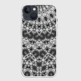Чехол для iPhone 13 с принтом Черно белый круглый узор в Новосибирске,  |  | калейдоскоп | мозаика | орнамент | серый | темный | черно белый | этнический