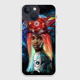 Чехол для iPhone 13 mini с принтом Cyberpunk girl в Новосибирске,  |  | волосы | девушка | киберпанк | корона | космос | планета
