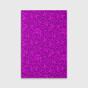 Обложка для паспорта матовая кожа с принтом Яркий цветочный неоновый узор в Новосибирске, натуральная матовая кожа | размер 19,3 х 13,7 см; прозрачные пластиковые крепления | детский | женский | малиновый | неоновый узор | розы | ярко розовый