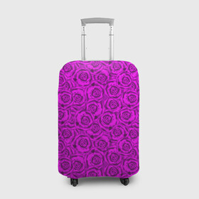 Чехол для чемодана 3D с принтом Яркий цветочный неоновый узор в Новосибирске, 86% полиэфир, 14% спандекс | двустороннее нанесение принта, прорези для ручек и колес | детский | женский | малиновый | неоновый узор | розы | ярко розовый