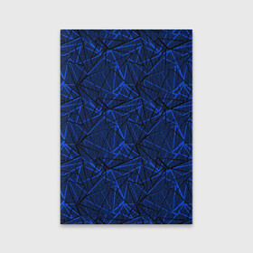 Обложка для паспорта матовая кожа с принтом Черно-синий геометрический   в Новосибирске, натуральная матовая кожа | размер 19,3 х 13,7 см; прозрачные пластиковые крепления | абстрактный | геометрические фигуры | геометрический | модный | молодежный | полосы | синий | синий и черный