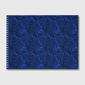 Альбом для рисования с принтом Черно-синий геометрический   в Новосибирске, 100% бумага
 | матовая бумага, плотность 200 мг. | абстрактный | геометрические фигуры | геометрический | модный | молодежный | полосы | синий | синий и черный