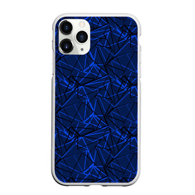 Чехол для iPhone 11 Pro Max матовый с принтом Черно-синий геометрический   в Новосибирске, Силикон |  | абстрактный | геометрические фигуры | геометрический | модный | молодежный | полосы | синий | синий и черный