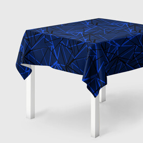 Скатерть 3D с принтом Черно-синий геометрический   в Новосибирске, 100% полиэстер (ткань не мнется и не растягивается) | Размер: 150*150 см | абстрактный | геометрические фигуры | геометрический | модный | молодежный | полосы | синий | синий и черный