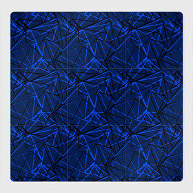 Магнитный плакат 3Х3 с принтом Черно-синий геометрический   в Новосибирске, Полимерный материал с магнитным слоем | 9 деталей размером 9*9 см | Тематика изображения на принте: абстрактный | геометрические фигуры | геометрический | модный | молодежный | полосы | синий | синий и черный