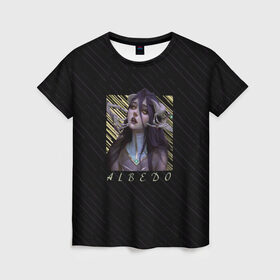 Женская футболка 3D с принтом Альбедо Overlord в Новосибирске, 100% полиэфир ( синтетическое хлопкоподобное полотно) | прямой крой, круглый вырез горловины, длина до линии бедер | albedo | overlord | альбедо | владыка | оверлорд | повелитель | суккуб