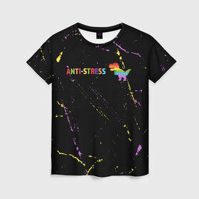 Женская футболка 3D с принтом Pop It Anti Stress - Dinosaur - Grunge в Новосибирске, 100% полиэфир ( синтетическое хлопкоподобное полотно) | прямой крой, круглый вырез горловины, длина до линии бедер | Тематика изображения на принте: 2021 | anti | dimple | dinosaur | fidget | pop it | pop it anti stress | popit | simple | simpledimple | stress | trend | trends | анти | гранж | димпл | поп ит | симпл | стресс | тренд | тренды | фиджет