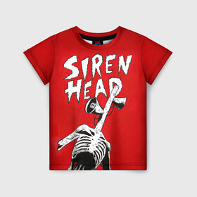 Детская футболка 3D с принтом Red Siren Head в Новосибирске, 100% гипоаллергенный полиэфир | прямой крой, круглый вырез горловины, длина до линии бедер, чуть спущенное плечо, ткань немного тянется | games | monster | siren head | игры | лес | монстр | сирена | сиреноголовый | страшилка | ужастик | хоррор