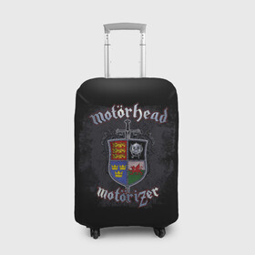 Чехол для чемодана 3D с принтом Shield of Motorhead в Новосибирске, 86% полиэфир, 14% спандекс | двустороннее нанесение принта, прорези для ручек и колес | alternative | metall | motorhead | music | rock | альтернатива | металл | моторхед | моторхэд | музыка | рок
