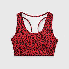 Женский спортивный топ 3D с принтом Леопард Красный в Новосибирске, 82% полиэстер, 18% спандекс Ткань безопасна для здоровья, позволяет коже дышать, не мнется и не растягивается |  | animal | texture | леопард | паттерн леопарда | текстура | текстура леопарда | тренд