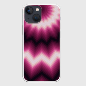 Чехол для iPhone 13 mini с принтом Черно пурпурный калейдоскоп в Новосибирске,  |  | абстрактный | бордовый | геометрический | зигзаг | калейдоскоп | модный | орнамент | современный | черный