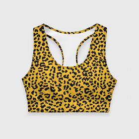 Женский спортивный топ 3D с принтом Леопард желтый в Новосибирске, 82% полиэстер, 18% спандекс Ткань безопасна для здоровья, позволяет коже дышать, не мнется и не растягивается |  | animal | texture | леопард | паттерн леопарда | текстура | текстура леопарда | тренд