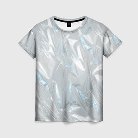 Женская футболка 3D с принтом Голографическая текстура в Новосибирске, 100% полиэфир ( синтетическое хлопкоподобное полотно) | прямой крой, круглый вырез горловины, длина до линии бедер | голографическая | голография | метал | паттерн | текстура | текстура метала | тренд | фольга