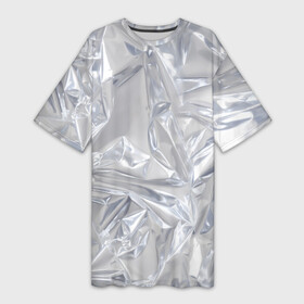 Платье-футболка 3D с принтом Голографичная фольга в Новосибирске,  |  | голографическая | голография | метал | паттерн | текстура | текстура метала | тренд | фольга