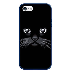 Чехол для iPhone 5/5S матовый с принтом Кот Журбей в Новосибирске, Силикон | Область печати: задняя сторона чехла, без боковых панелей | большие глаза | голова кота | милота. | мордочка | настроение | позитив | усики | черный