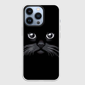 Чехол для iPhone 13 Pro с принтом Кот Журбей в Новосибирске,  |  | большие глаза | голова кота | милота. | мордочка | настроение | позитив | усики | черный