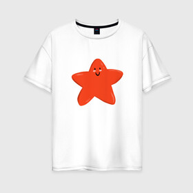 Женская футболка хлопок Oversize с принтом звезда в Новосибирске, 100% хлопок | свободный крой, круглый ворот, спущенный рукав, длина до линии бедер
 | глаза | звезда | морская | мультик | персонаж | смайлик